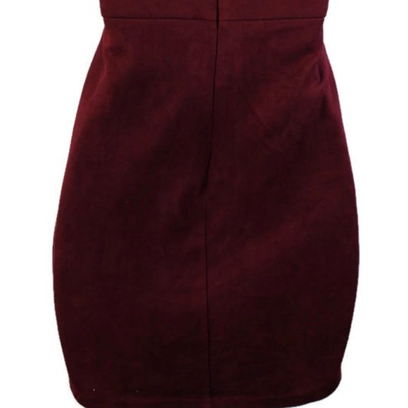 Hera Collection Burgundy Suede Stitch Mini Dress - Picture 6 of 6